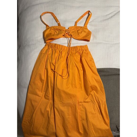 For Love & Lemons Clementine Midi Skirt and Bra Top - Picture 1 of 6
